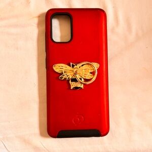 iPhone - Red Phone Case with Gold Bee Holder